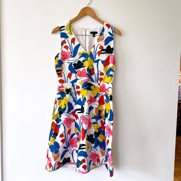 J. Crew Morning Floral Linen Sleeveless Colorful Dress, Size 4 - Picture 2 of 6